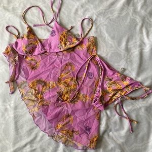 2/$15 3pack Chinese Dragon Triangle Bikini Swimsuit & Beach Skirt